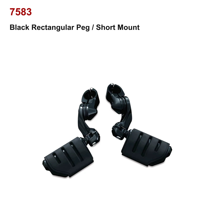 Black rectangular peg with short mount for compatible Harley motorcycle highway cruise setup