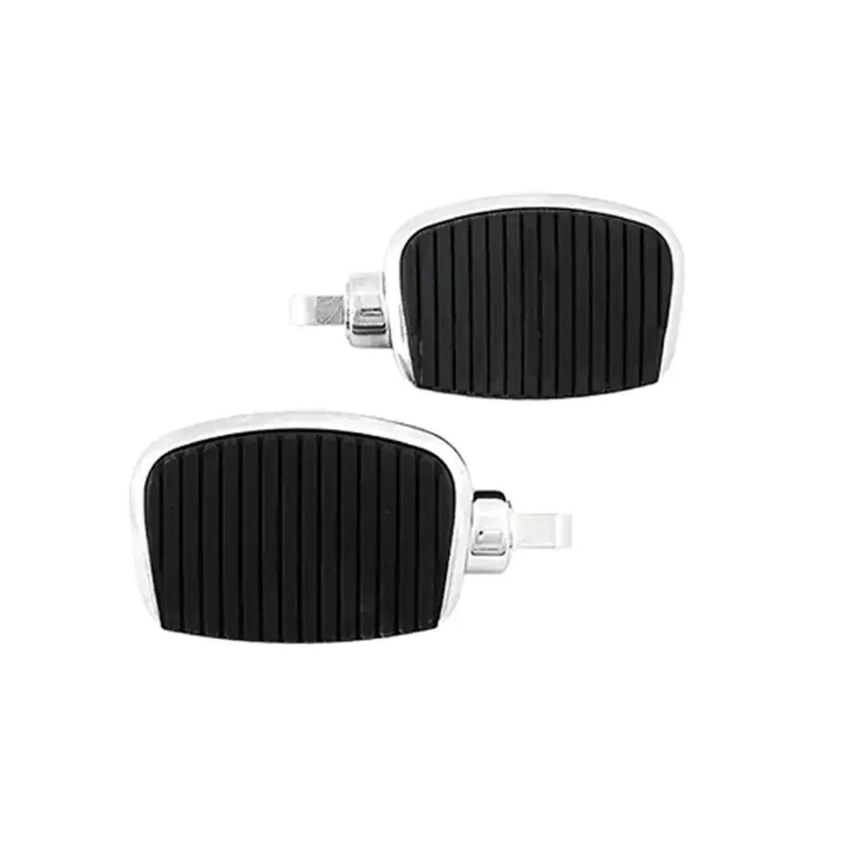 Pair of chrome and black highway cruise foot pegs for compatible Harley motorcycles