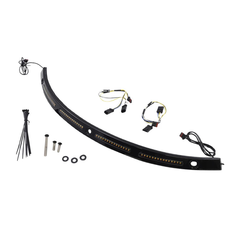 Black Harley LED windshield trim light kit with sequential turn signals