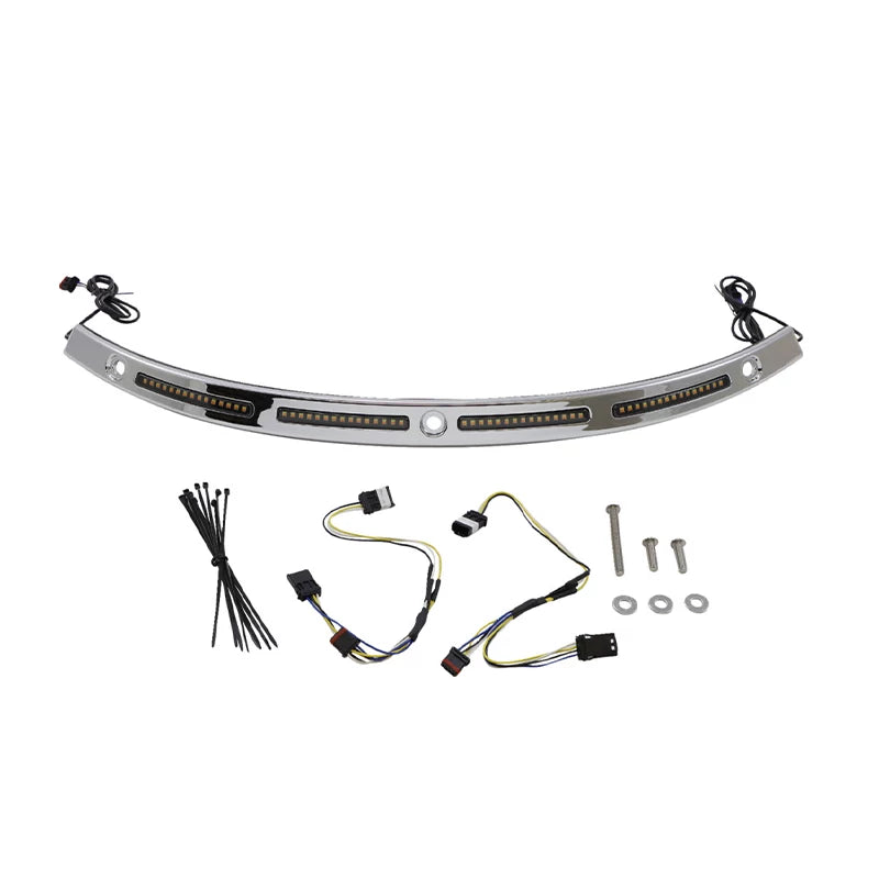 Chrome Harley LED windshield trim light kit with sequential turn signals