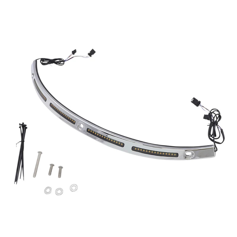 Chrome Harley LED windshield trim light kit with standard flashing turn signals