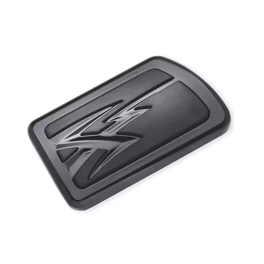 Lightning style Harley brake pedal pad close-up