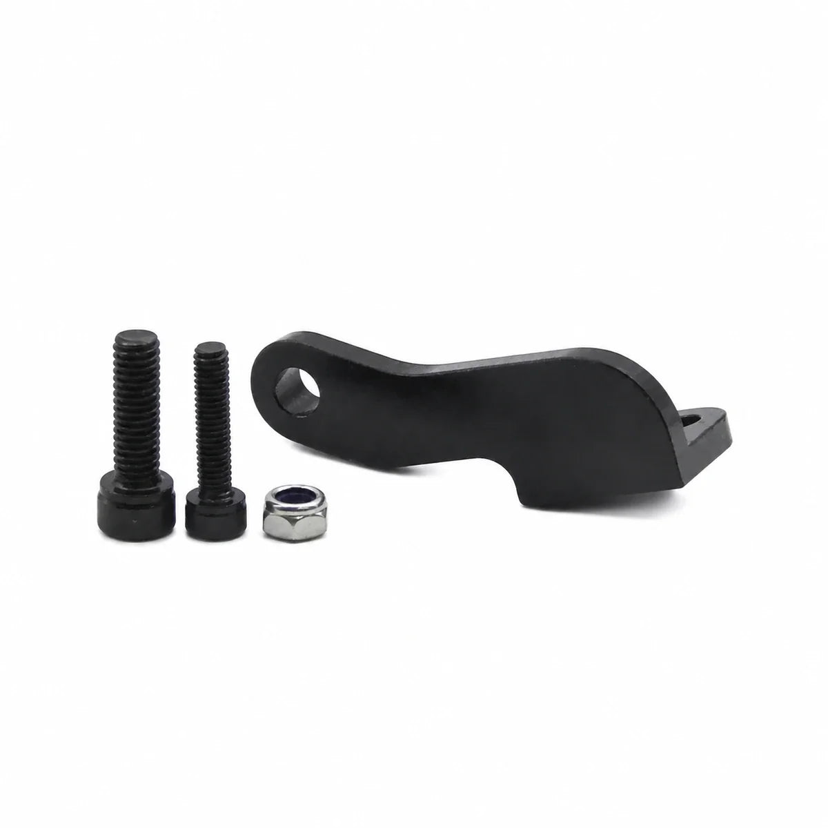 Black Harley Nightster RH975 shift assist bracket with two mounting bolts and lock nut