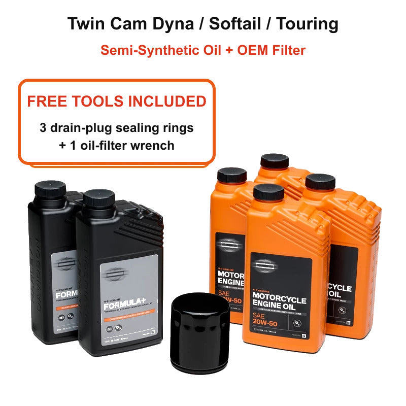 Twin Cam Dyna Softail Touring semi-synthetic oil kit