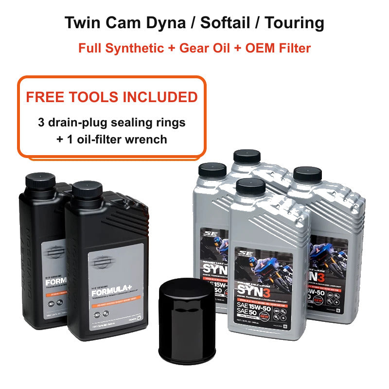 Twin Cam Dyna Softail Touring full synthetic oil and gear oil kit