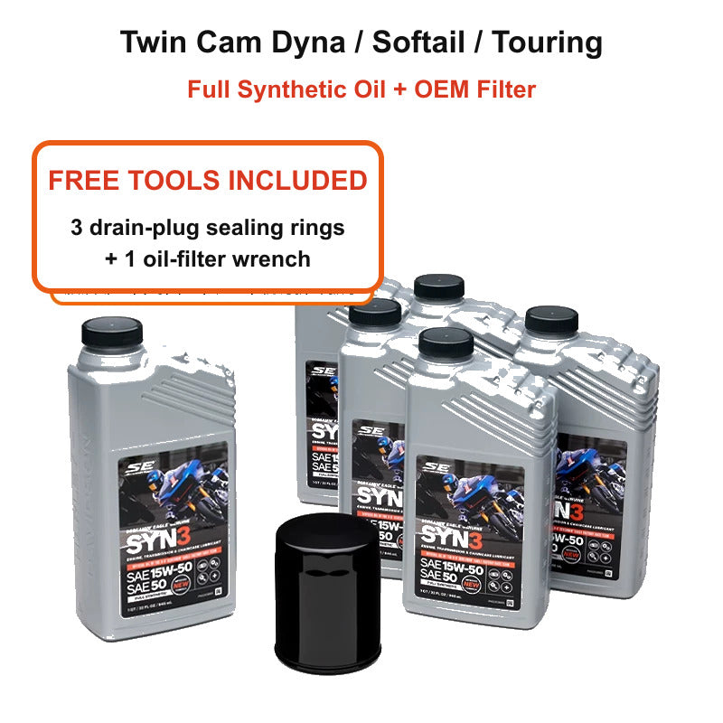 Twin Cam Dyna Softail Touring full synthetic oil kit