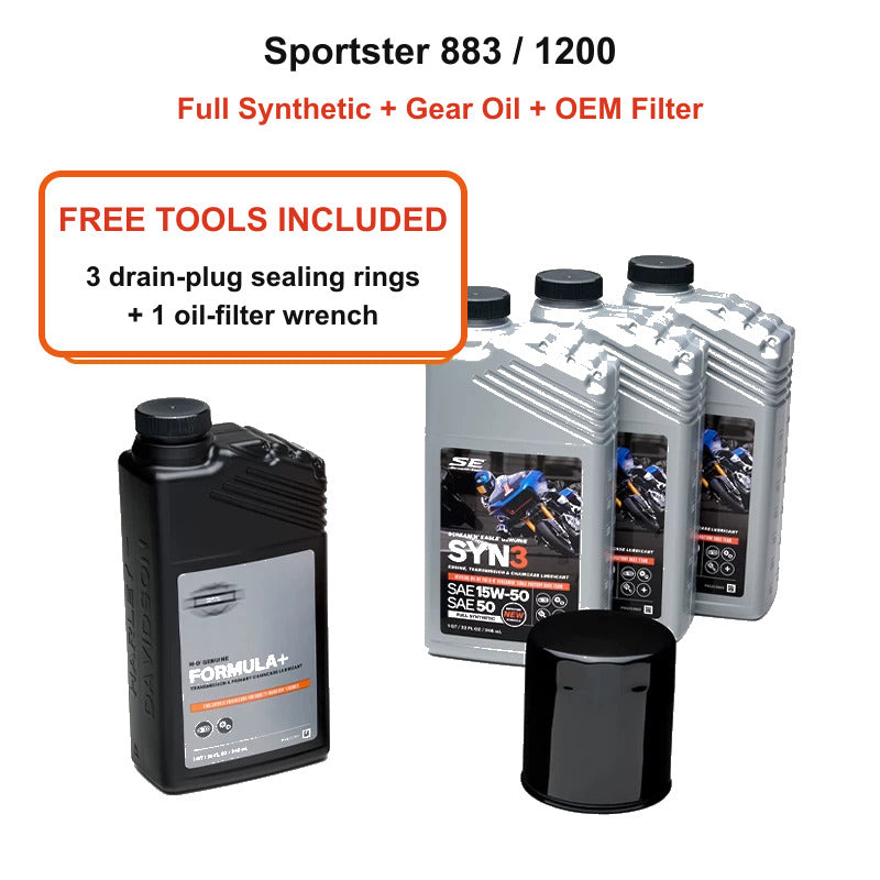 Sportster 883 1200 full synthetic oil and gear oil kit