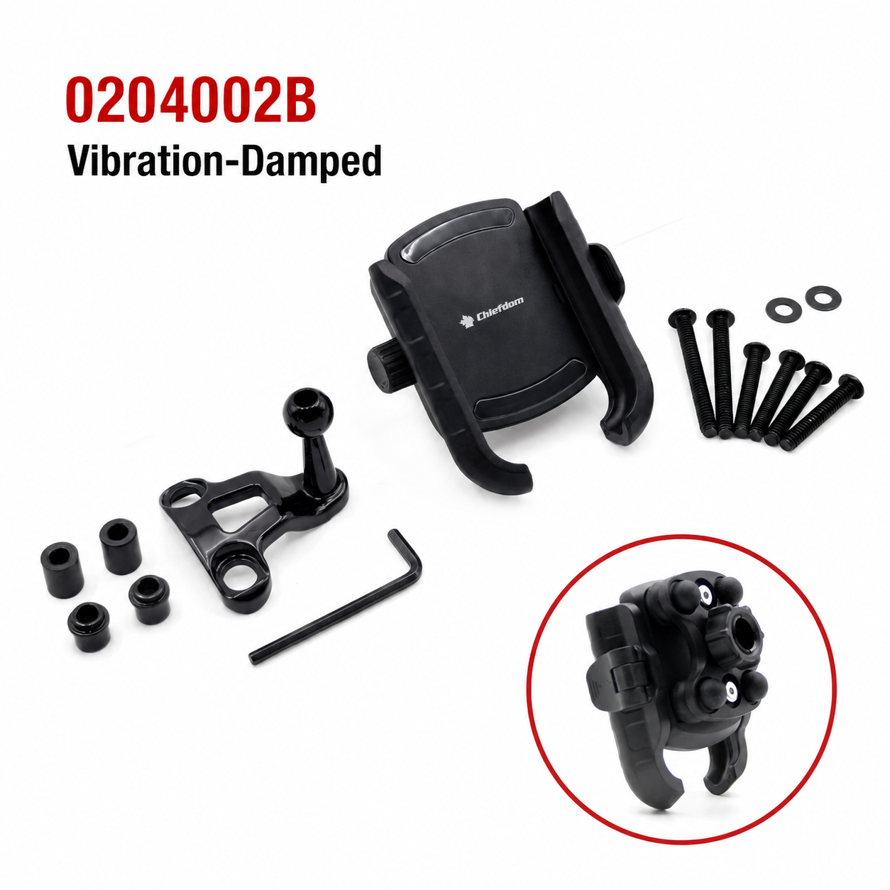 0204002B Black Vibration-Damped Phone Mount