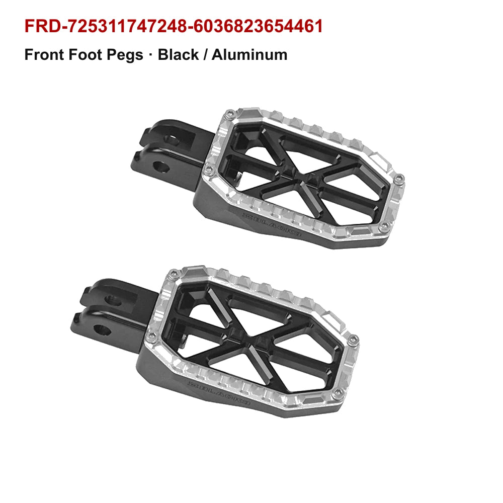front PB-style motorcycle foot pegs in black / aluminum for compatible Harley-Davidson models