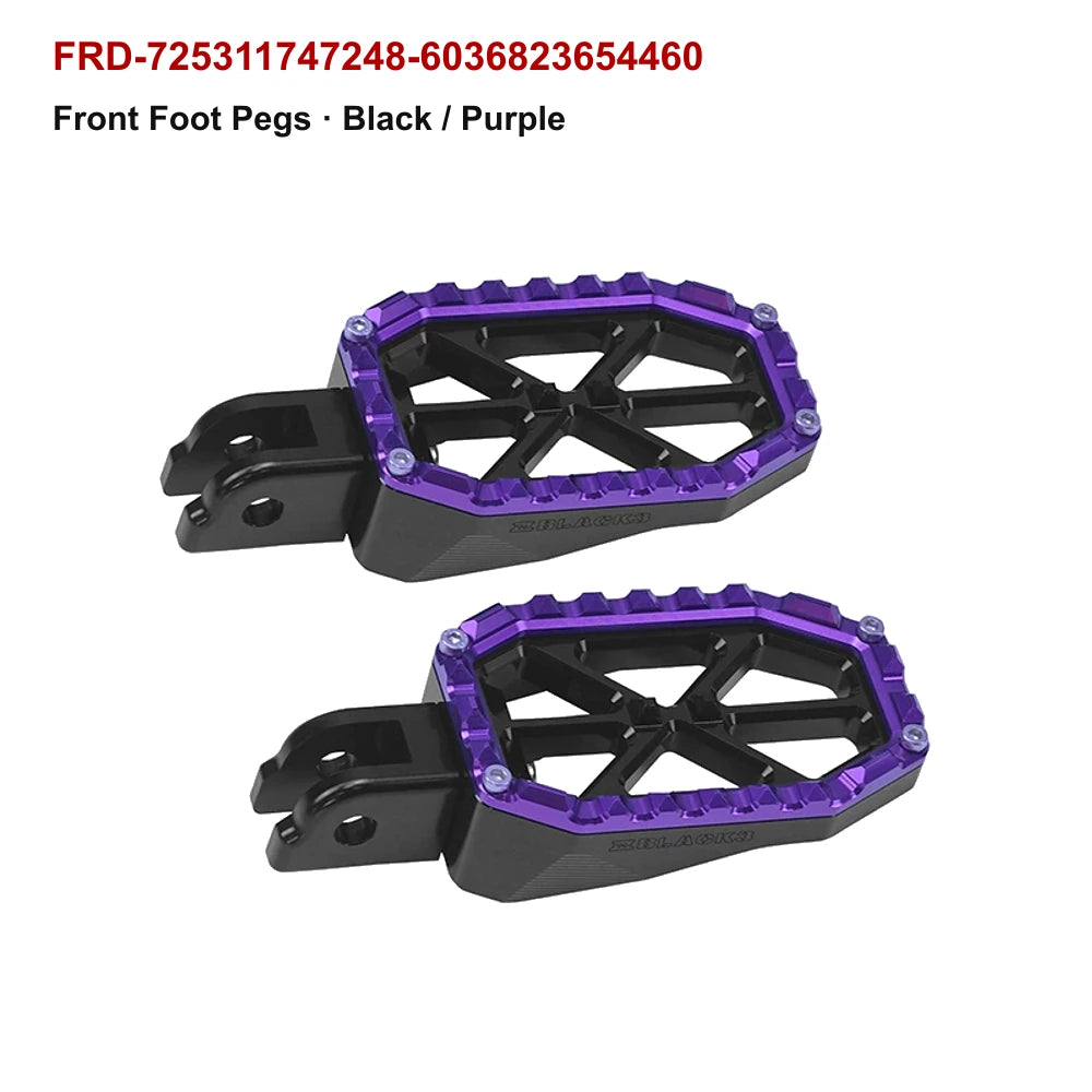 front PB-style motorcycle foot pegs in black / purple for compatible Harley-Davidson models