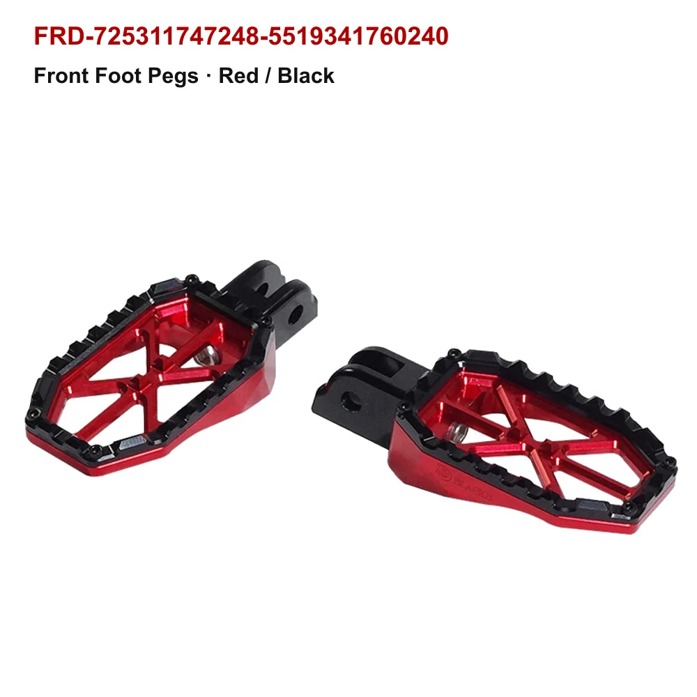 front PB-style motorcycle foot pegs in red / black for compatible Harley-Davidson models
