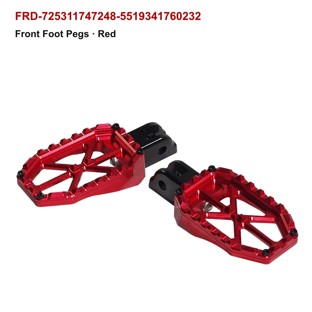 front PB-style motorcycle foot pegs in red for compatible Harley-Davidson models