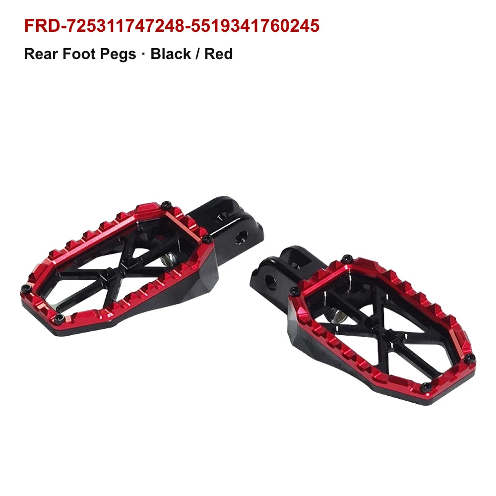 rear PB-style motorcycle foot pegs in black / red for compatible Harley-Davidson models