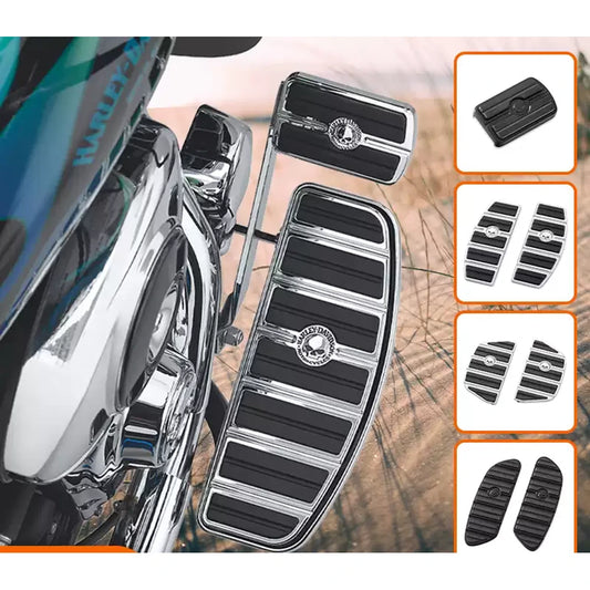 Harley skull rider and passenger footboard pad options overview