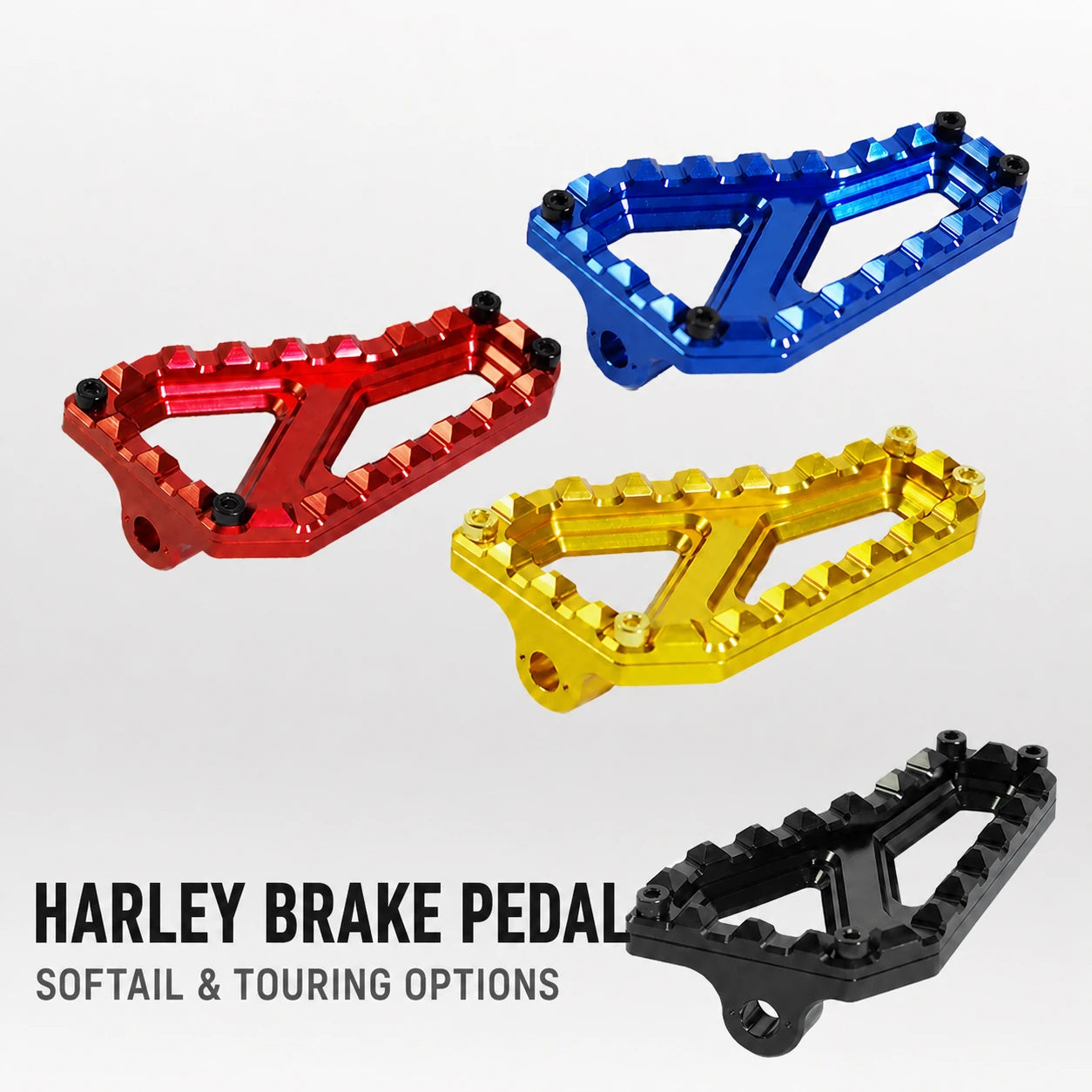 Harley Softail and Touring PB style brake pedal color options