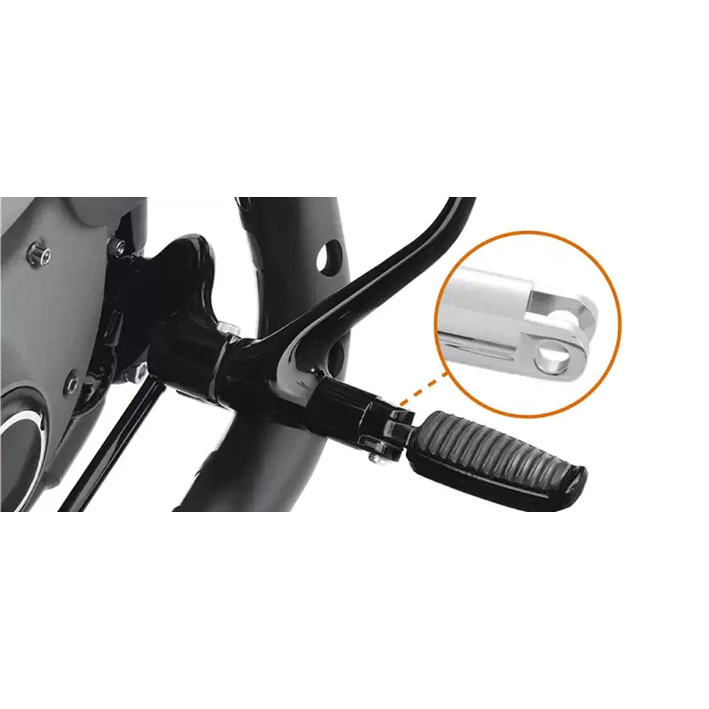 Harley Sportster forward foot peg mount installed close-up