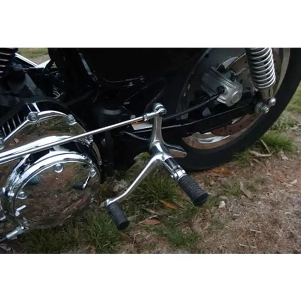 Forward foot peg mounts installed on Harley Sportster