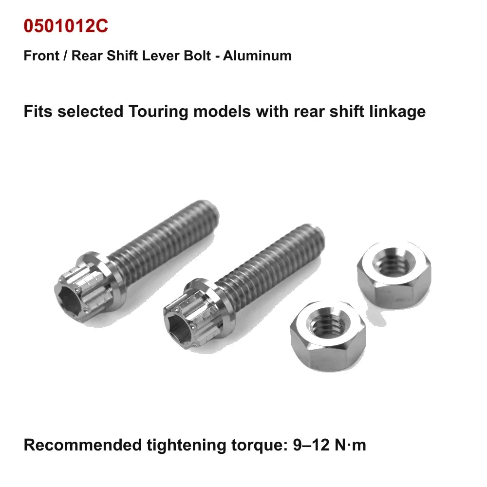 aluminum-color titanium front and rear shift lever bolt for compatible Harley-Davidson motorcycle controls