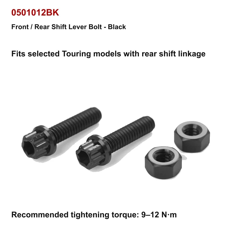 black titanium front and rear shift lever bolt for compatible Harley-Davidson Touring motorcycles