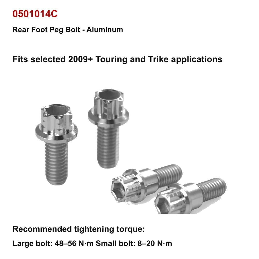 aluminum-color titanium rear foot peg bolt for compatible Harley-Davidson Touring and Trike motorcycles