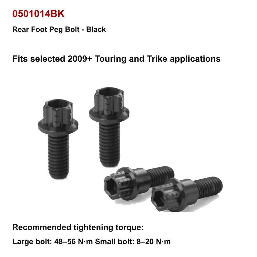 black titanium rear foot peg bolt for compatible Harley-Davidson Touring and Trike motorcycles