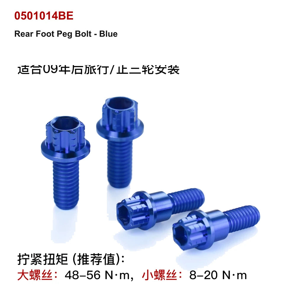 blue titanium rear foot peg bolt for compatible Harley-Davidson motorcycle controls