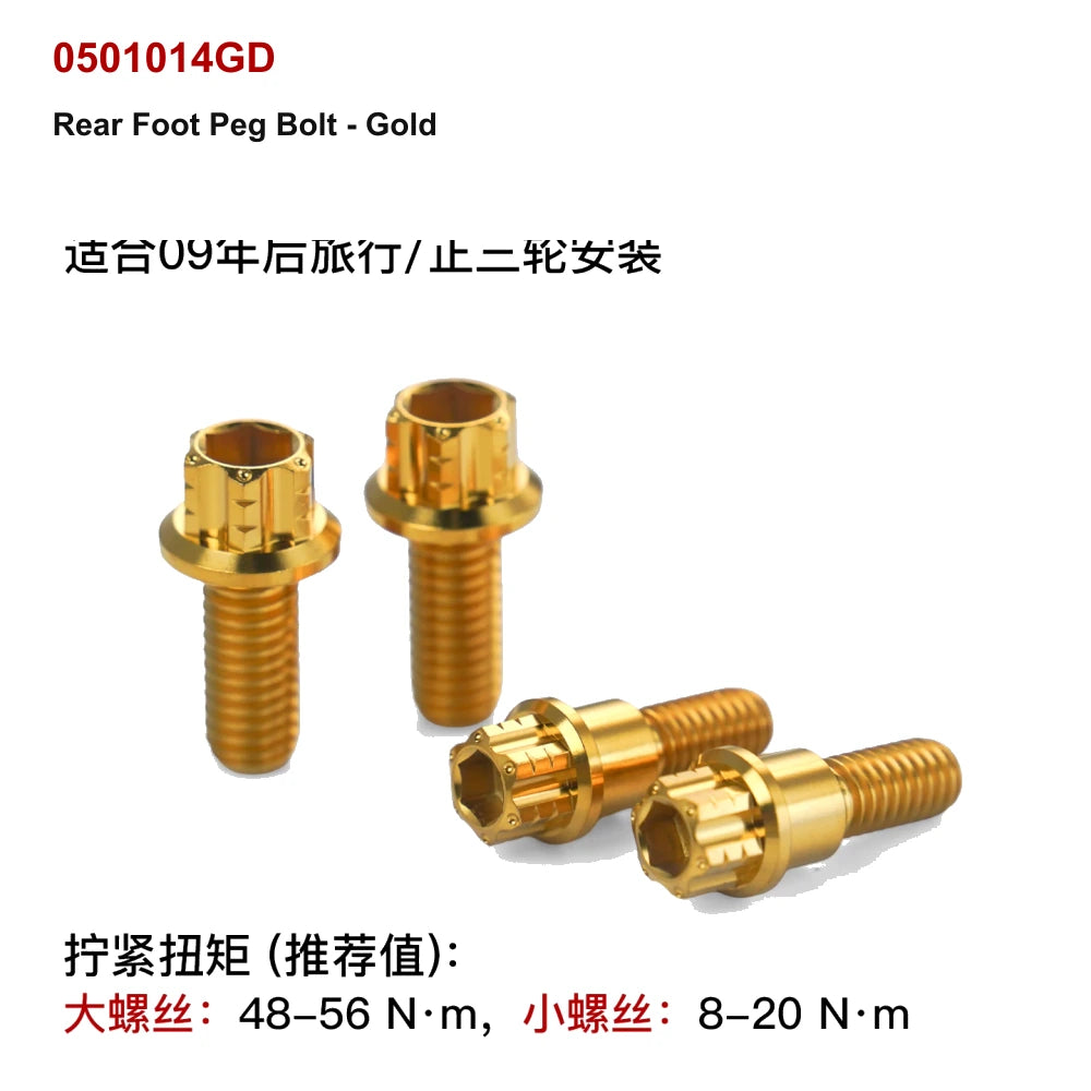 gold titanium rear foot peg bolt for compatible Harley-Davidson motorcycle controls
