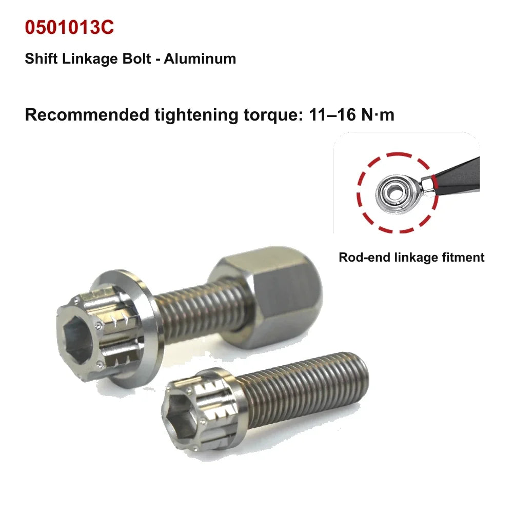 aluminum-color titanium shift linkage bolt for compatible Harley-Davidson motorcycle controls