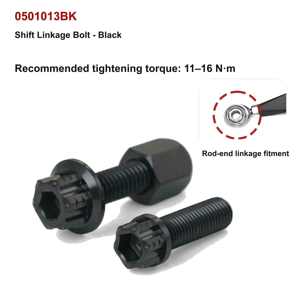 black titanium shift linkage bolt for compatible Harley-Davidson motorcycle controls