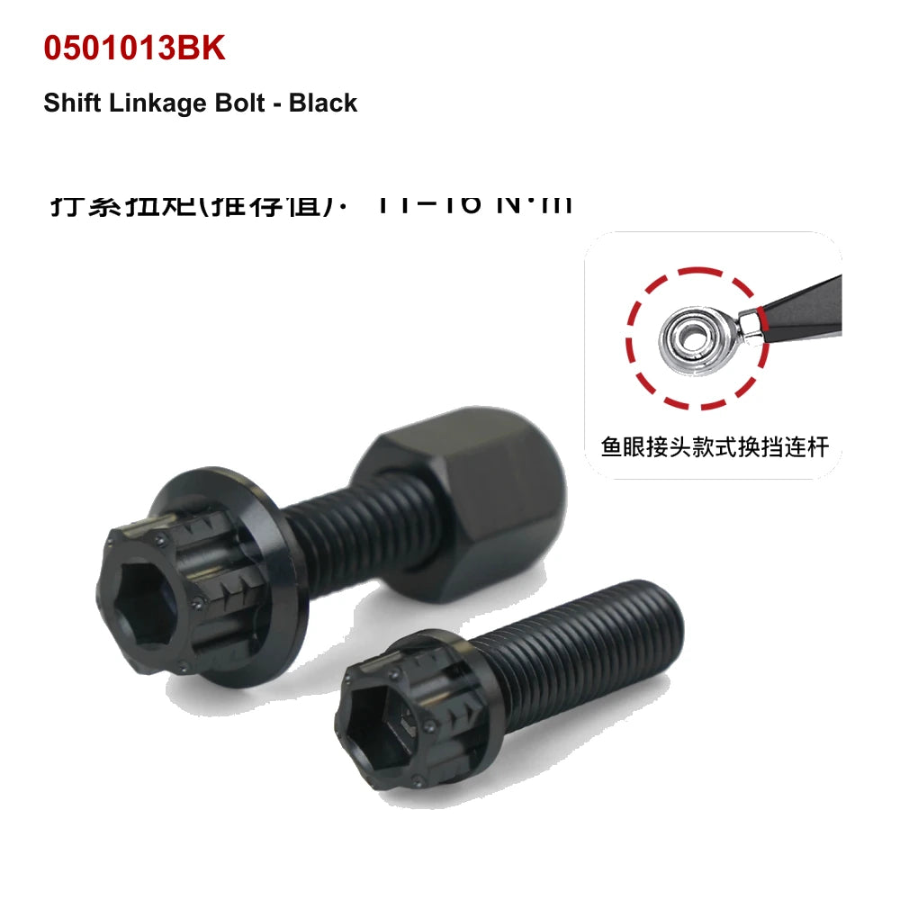 black titanium shift linkage bolt for compatible Harley-Davidson motorcycle controls