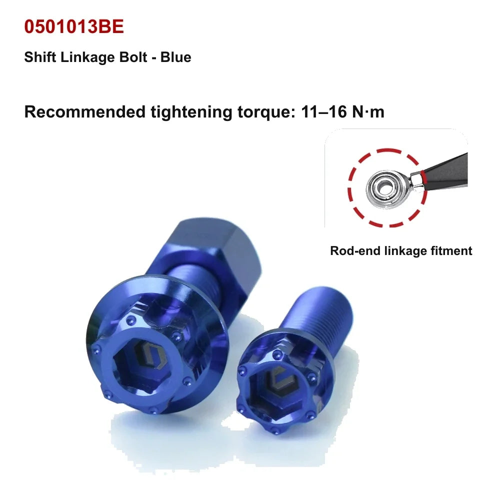 blue titanium shift linkage bolt for compatible Harley-Davidson motorcycle controls