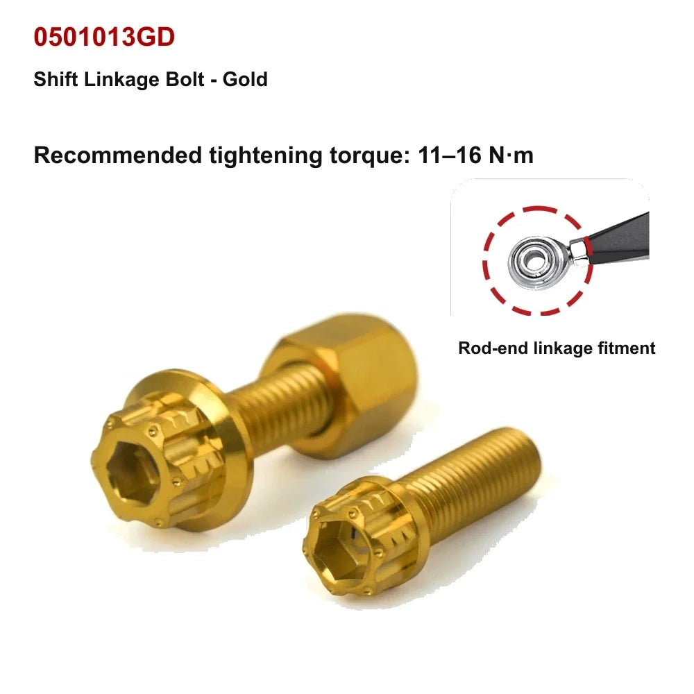 gold titanium shift linkage bolt for compatible Harley-Davidson motorcycle controls