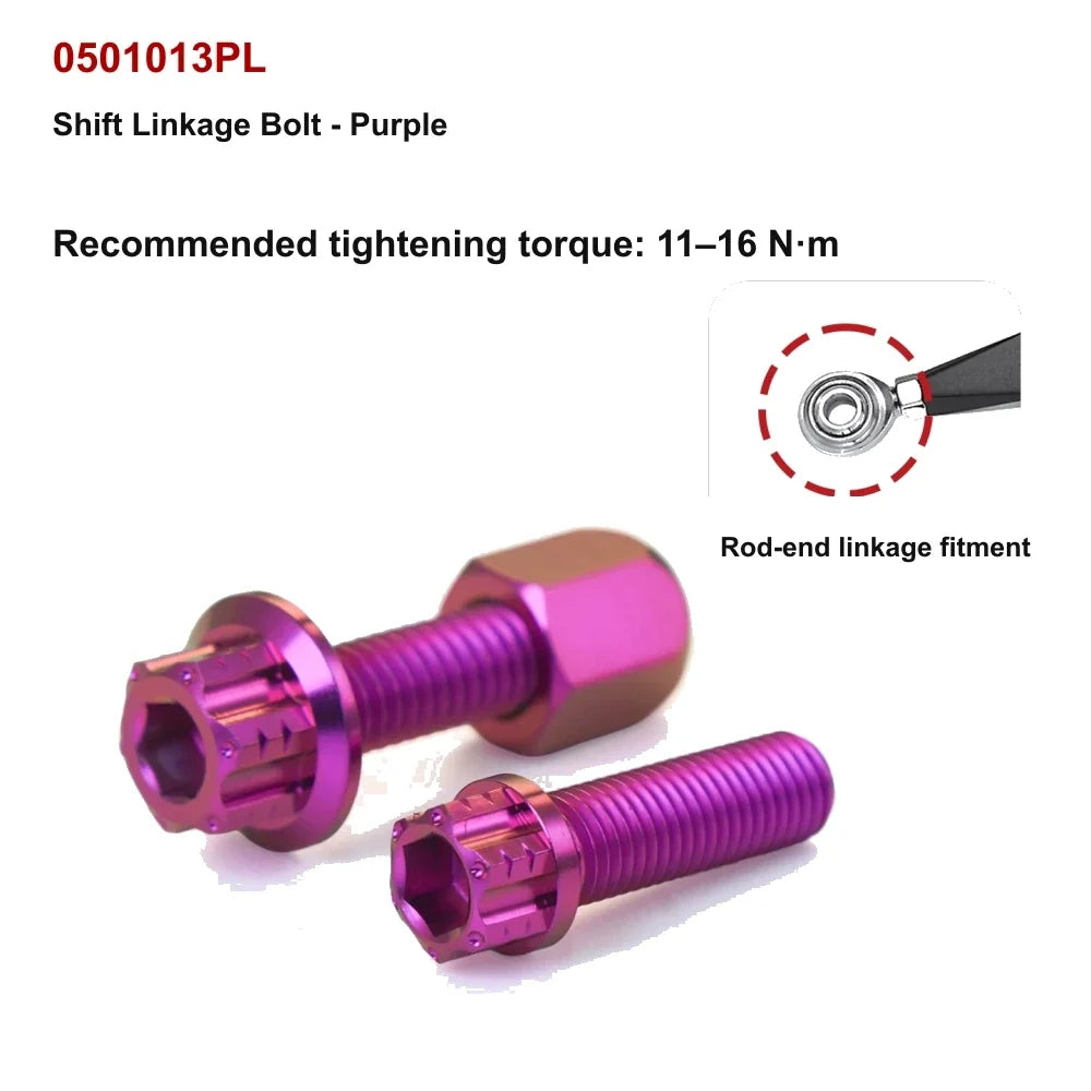 purple titanium shift linkage bolt for compatible Harley-Davidson motorcycle controls