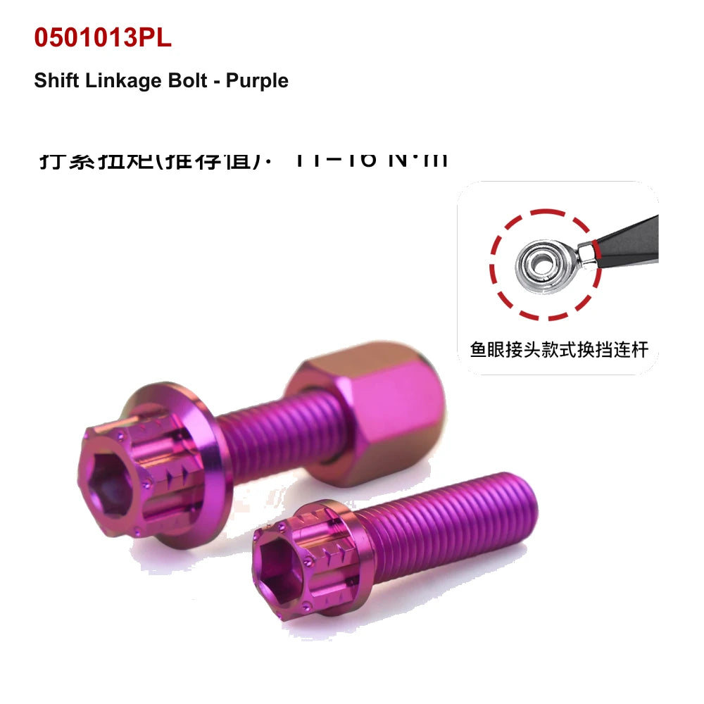 purple titanium shift linkage bolt for compatible Harley-Davidson motorcycle controls