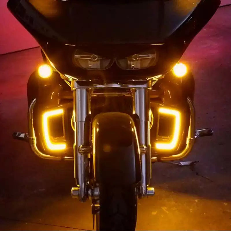 Harley Touring engine guard LED lights operating as amber turn signals