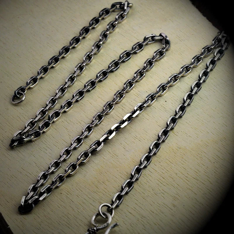 Heavy Antiqued Sterling Silver Mariner Chain Necklace - view 3