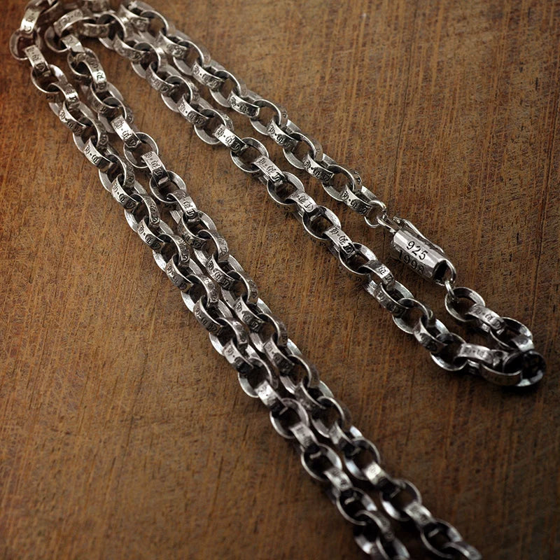 Heavy Sterling Silver Oval Link Biker Necklace - view 1