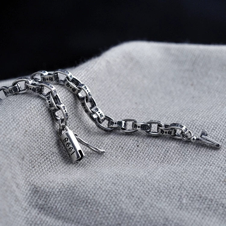 Heavy Sterling Silver Oval Link Biker Necklace - view 3