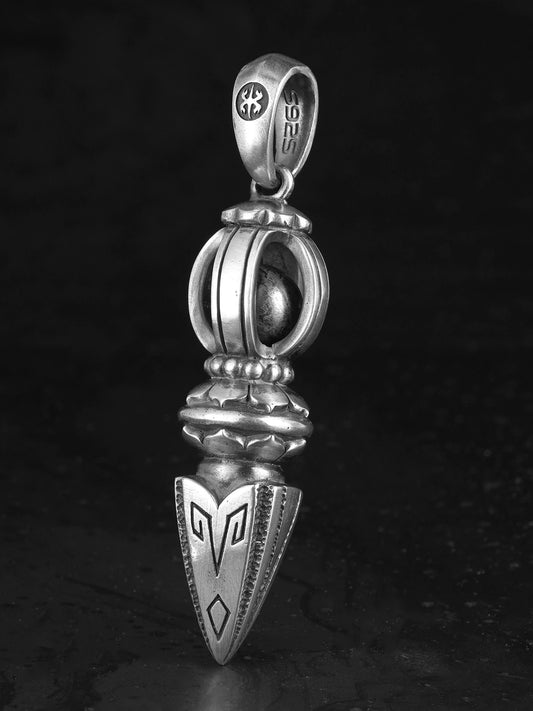 heavy vajra sterling silver biker pendant product view 1