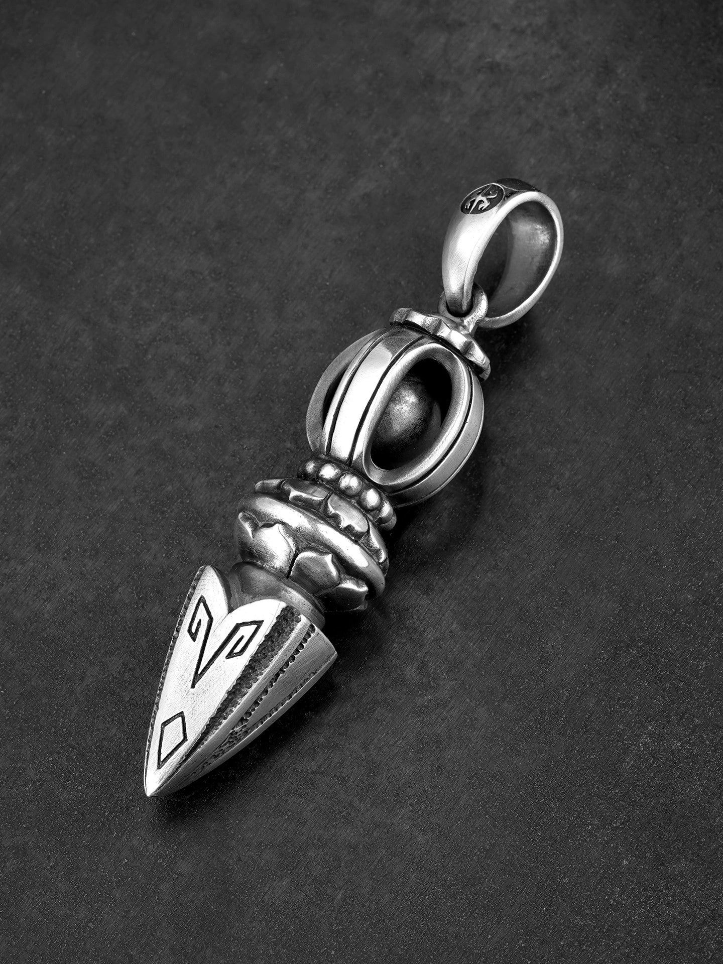 heavy vajra sterling silver biker pendant product view 2