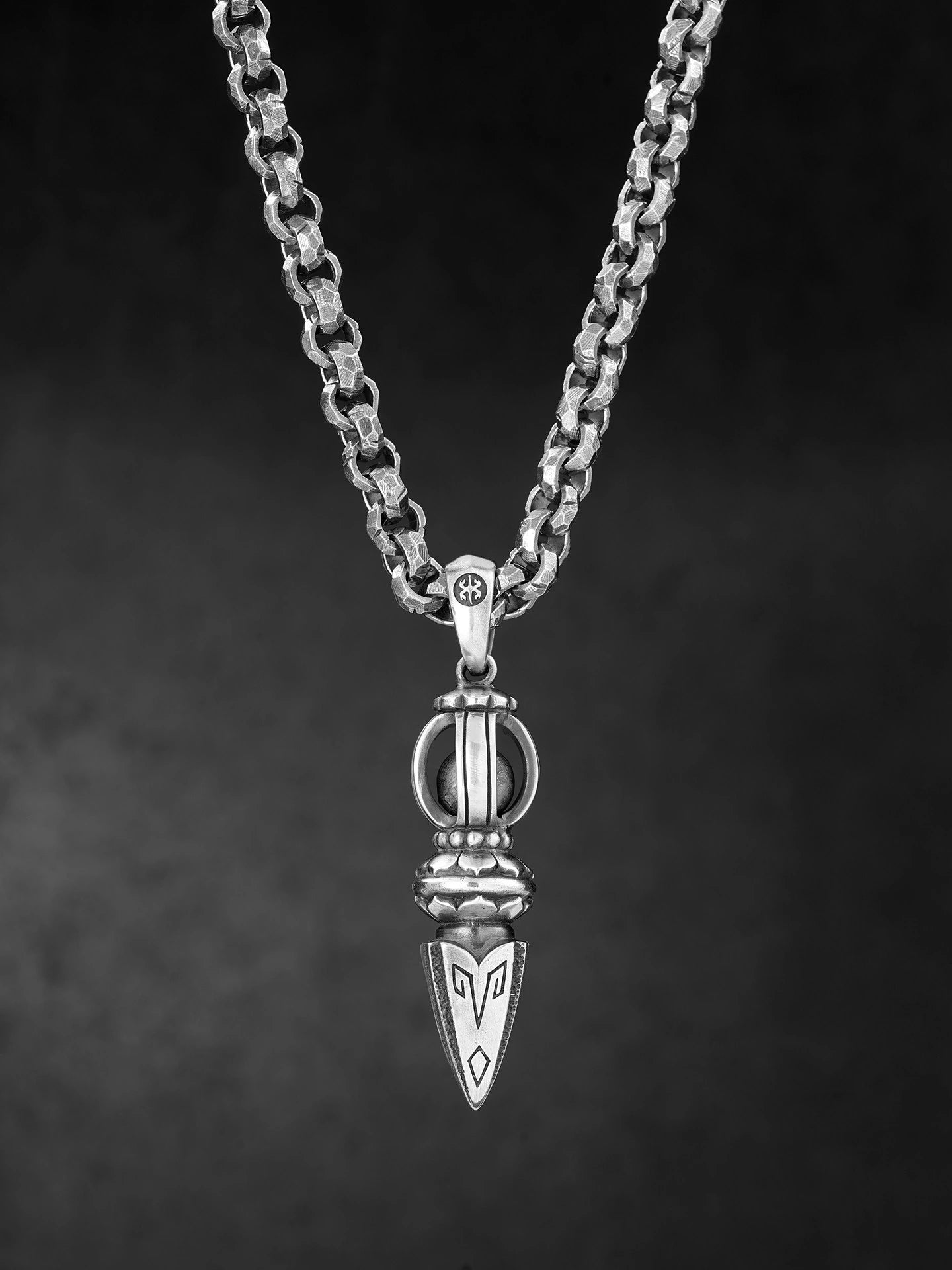 heavy vajra sterling silver biker pendant product view 3