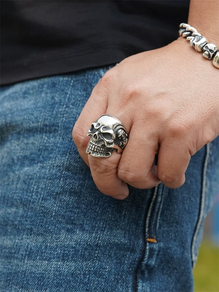 Hell Demon Skull 925 Sterling Silver Biker Ring product view 3