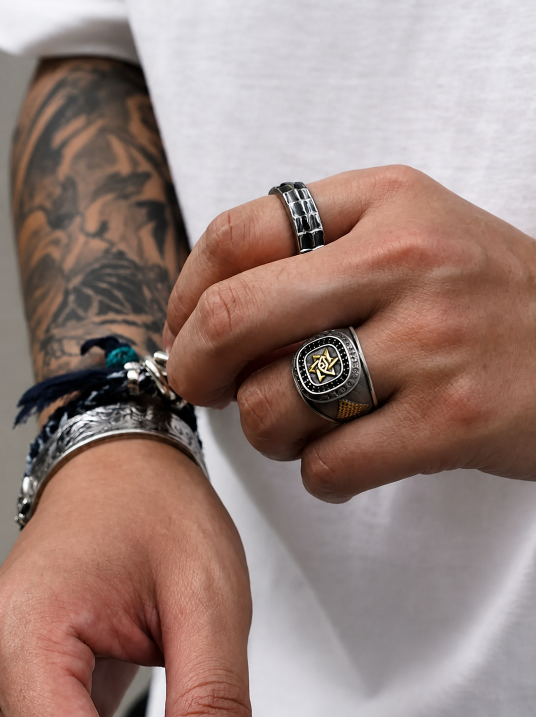 Hexagram Eye of Horus Sterling Silver Ring - product view 2