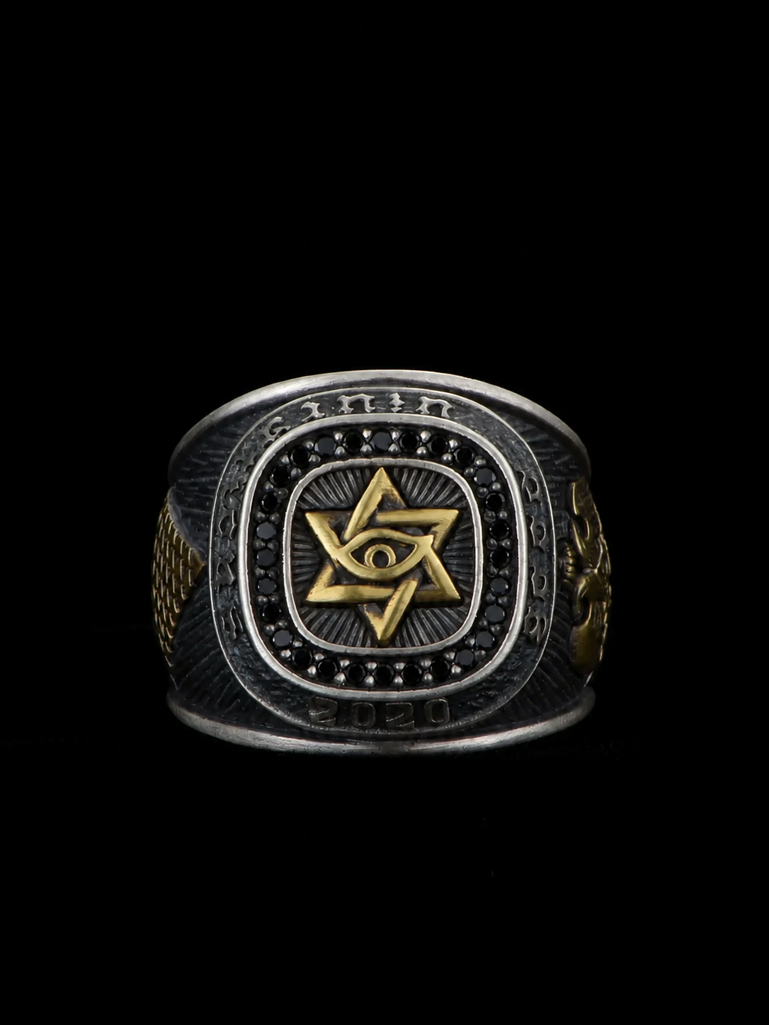 Hexagram Eye of Horus Sterling Silver Ring - product view 3