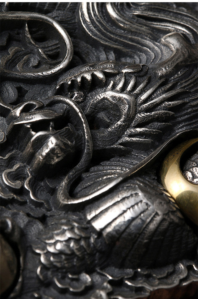 Hidden Dragon Silver Python Leather Biker Belt — detail view 7