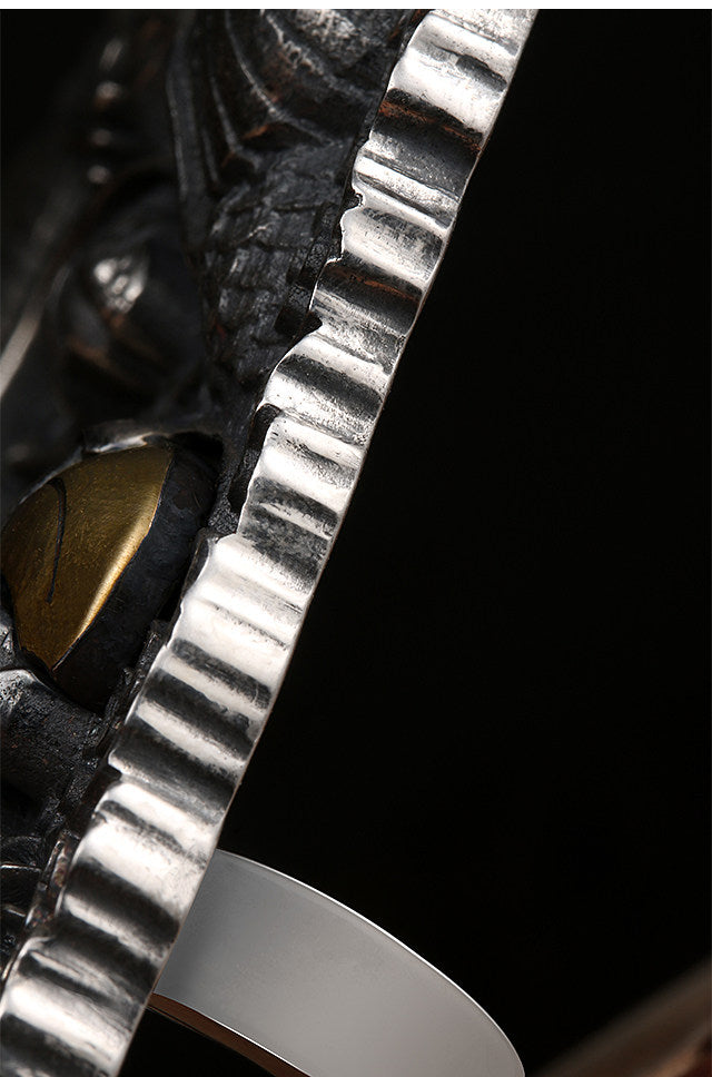 Hidden Dragon Silver Python Leather Biker Belt — detail view 11