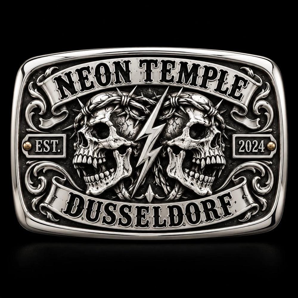 High Polish custom motorcycle club belt buckle