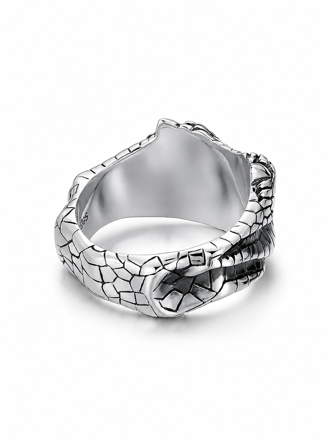Horned Python Yellow Eye Sterling Silver Ring - product view 3