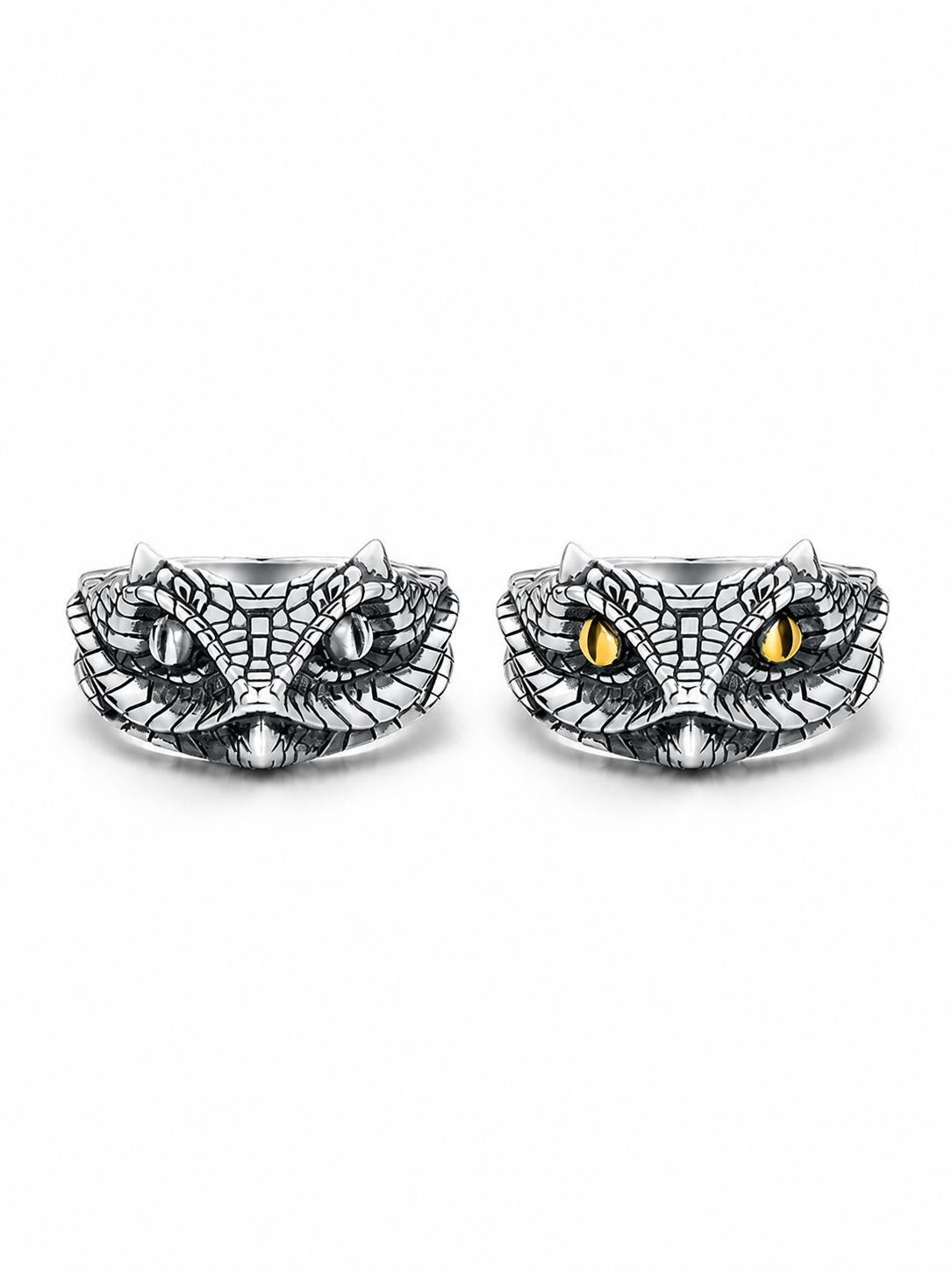 Horned Python Yellow Eye Sterling Silver Ring - product view 5