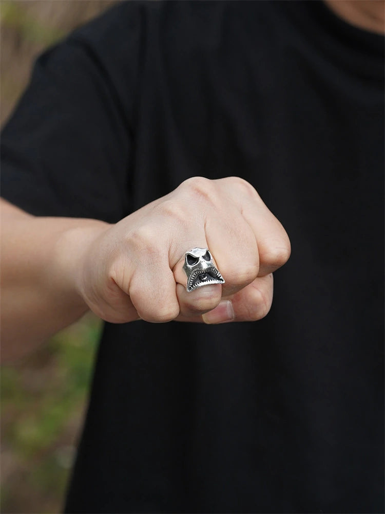 Horror Jaws 925 Sterling Silver Biker Ring product view 4